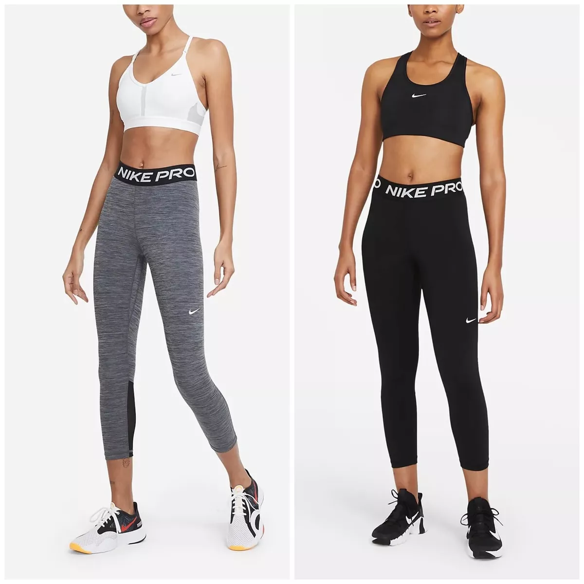 NWT Women's Nike Pro 365 Mid-Rise Cropped Mesh Panel Leggings S