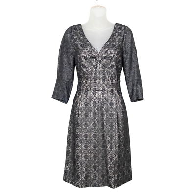 MARC by MARC JACOBS Black Metallic Lace Cocktail Dress V-Neck Lined Women's  4 | eBay