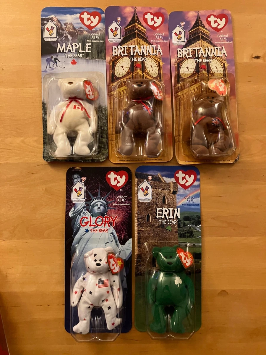 TY BEANIE BABIES MCDONALDS INTERNATIONAL BEARS SET OF 4 plus bonus New in box