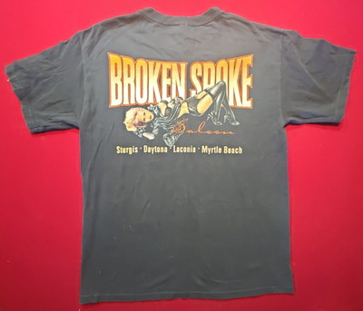 Broken Spoke Saloon Sturgis Daytona Laconia Myrtle Beach T Shirt Black Men's MED