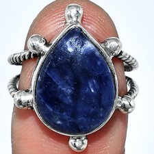 Natural Sodalite 925 Sterling Silver Ring s.7 Jewelry R-1268
