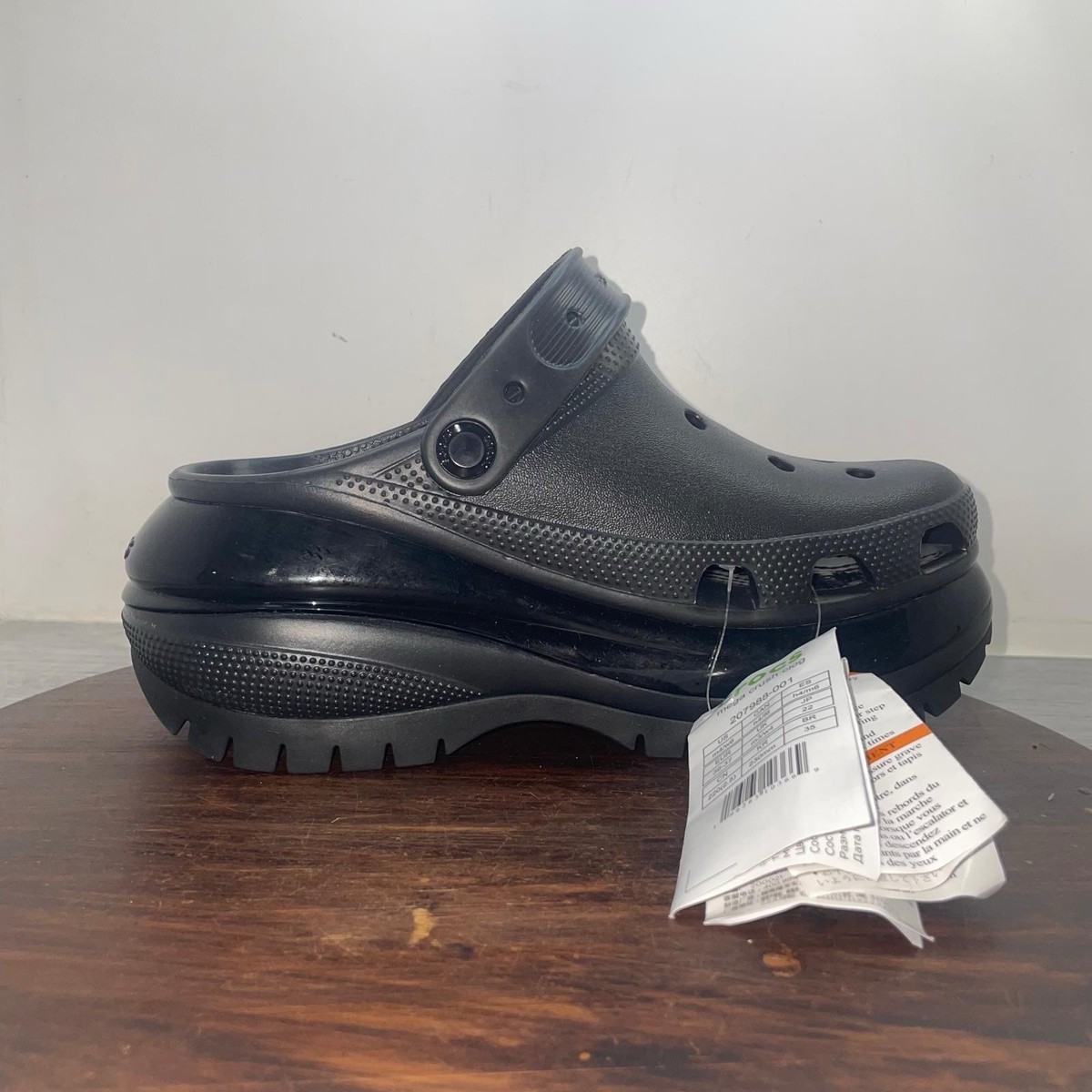 Crocs Classic Mega Crush Clog High Heel Black Slip On 207988 