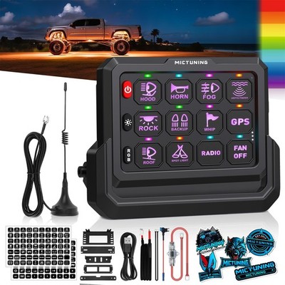 MICTUNING P1S-W RGB 12 Gang Wireless Switch Panel 12v LED Circuit Relay System