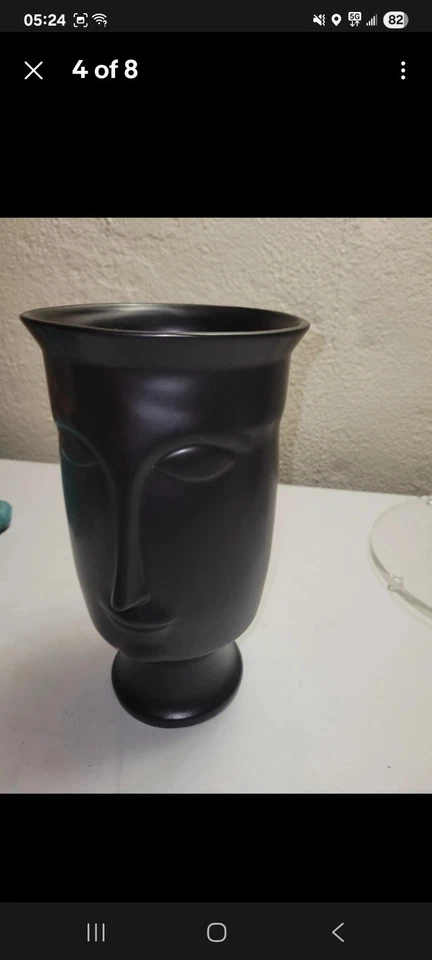 Jarrón con cabeza de cerámica Sagebrook negro 11 pulgadas Foto 4 de 4