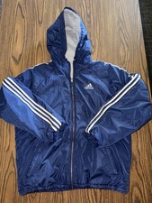 Vintage 90s Adidas Reversible Windbreaker Jacket Mens M / L Big Logo Blue Grey
