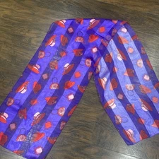 Red Hat Society Purple Scarf Sheer Stripes Purses 12.5”x59” Korea Silk Feel