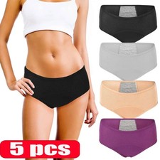 4 Packs Womens Period Cotton Panties Leakproof Menstrual Underwear Briefs Panty