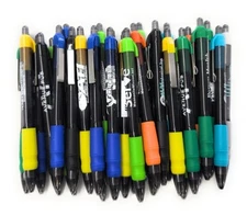30ct Lot Misprint Click Pens MAXGLIDE Hub Pen: MULTICOLOR Thick Rubber Grip