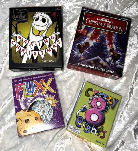 4 Card Games - Christmas Vacation, Making Christmas, Crazy 8 s, Fluxx