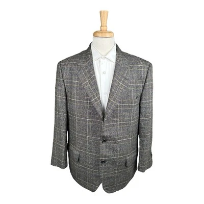 Giorgio's Of Palm Beach Isaia Gray Orange Check Wool Cashmere Blazer 44R Italy