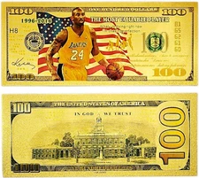 Kobe Bryant PVC Collectible 24K Gold-Plated Banknote - Rare Item