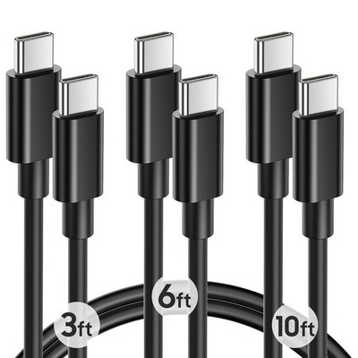 60W USB-C to USB-C Cable Fast Charger Lot PD PVC Cord For iPhone 17 16 Samsung