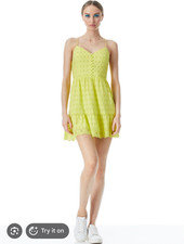 Alice + Olivia Fae Spaghetti strap Mini Dress Size 2 color lemon sorbet