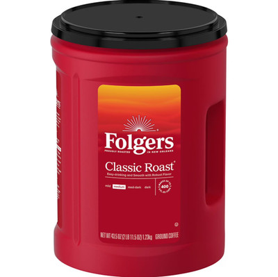 Folgers Classic Medium Roast Ground Coffee - Large Bulk Size 43.5 oz