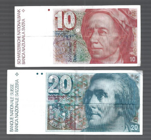 Switzerland 💥... 10 / 20 francs ..  💥 lot#6098