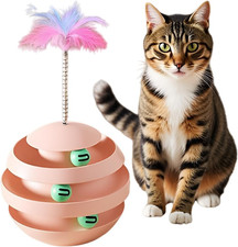 Cat Toys for Indoor Cats, Interactive Cat Ball Track with Feather Kitten Toy T