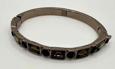 VTG Givenchy Brown Chocolate Rhinestone Hinge Bracelet Signed Estate Sale HTF