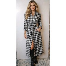 Polo Ralph Lauren Buffalo Plaid Maxi Shirt Dress Belted Twill Sz 10 Quiet Luxury