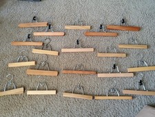 Lot Of 20 Vintage Wooden Pants Skirt Hangers