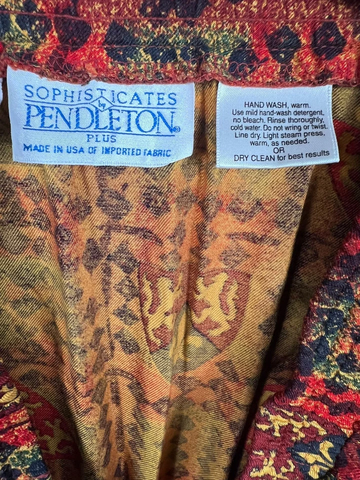 Vintage Pendleton Family Crest Pattern Midi Skirt Red Womens Size 18W *READ - Image 3 of 4