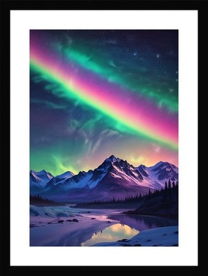 Vibrant Northern Lights Framed Wall Art Poster Canvas Print Picture