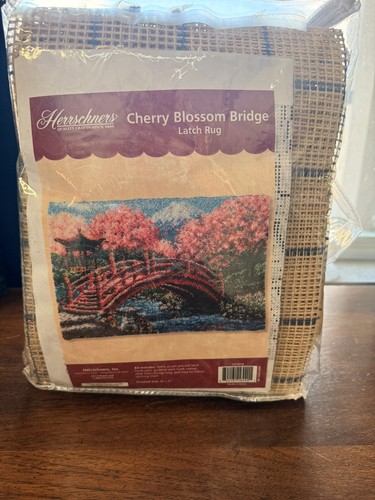 Herrschners Latch Hook Kit Cherry Blossom Bridge Opened/Unused