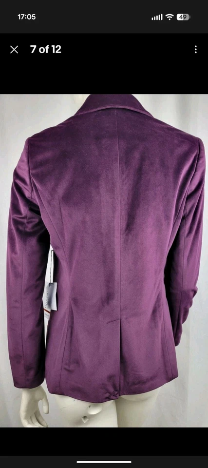 Chaqueta Blazer Insight Deep Purple Terciopelo Para Mujer Un Botón Talla 6 Foto 2 de 4