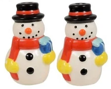 Christmas Snowman CERAMIC Salt & Pepper SHAKER SET