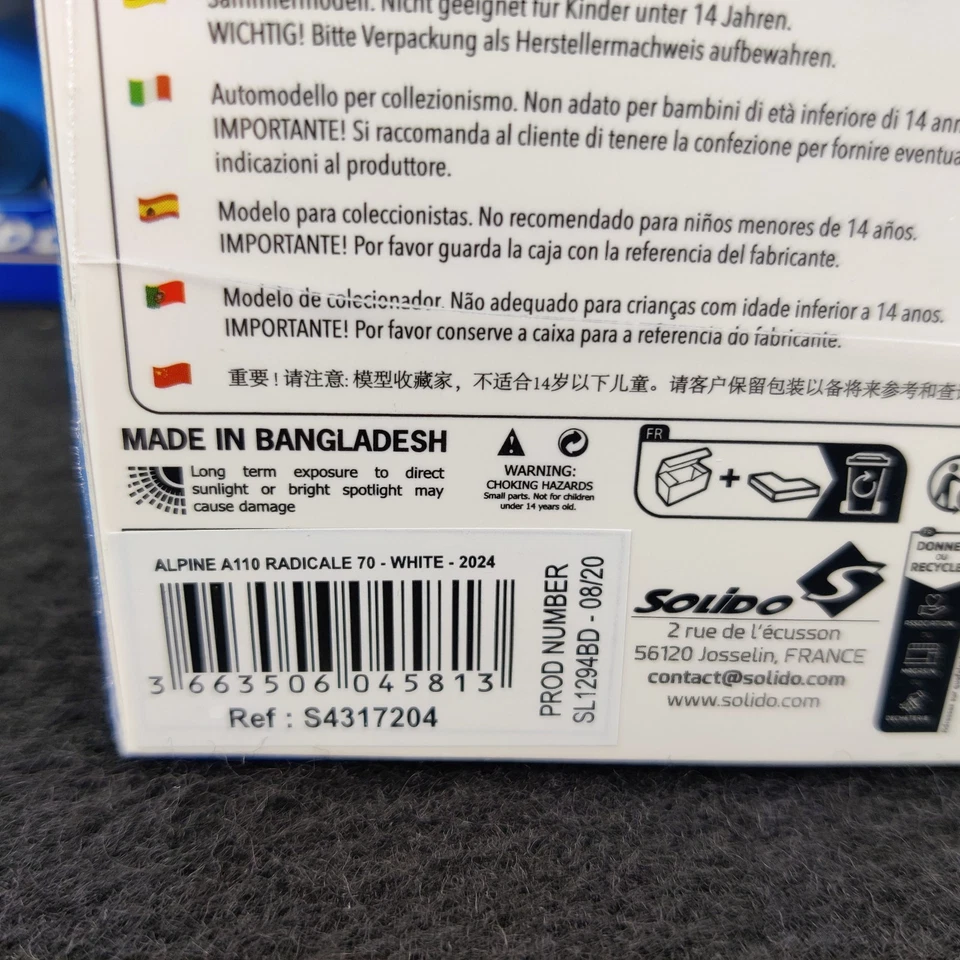 AUTO SOLIDA ALPINE A110 RADICALE 70 BIANCA 2024 1:43 NUOVA SCATOLA S4317204 - Immagine 4 di 4