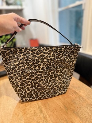 tamami watanabe Beige Cheetah Leopard Black Brown Japan Patent Leather Handbag