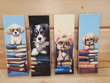 Set of 4 bookmarks dog design handmade