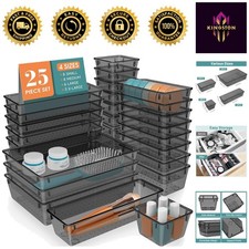 Durable 25 PCS Stackable Drawer Organizers - Essential Storage for Every Room