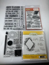 Lot of  4 Clear Acrylic Rubber Cling Stamp Sets Graduate Birthday School Student
