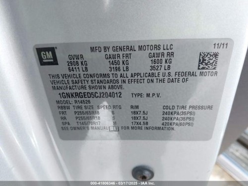 09-12 CHEVROLET TRAVERSE Temperature Control Front Manual Opt C67 20917130 - Picture 10 of 12