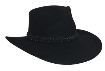 Kakadu Traders Australia Rabbit Fur Felt Western Hat Black Sz 58 Outback Cowboy