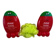 Raw Sugar Kids Bath & Body Wash Raspberry Oat Milk Bundle