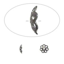 Bead Cap, 100 Gunmetal Plated Brass 6x2mm Round to Fit 6-8mm Beads 