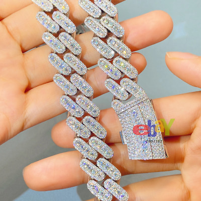 12-18mm Fully Iced VVS1 Moissanite Cuban Chain or Bracelet 925S Passes  Tester!