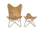Handcrafted Buffalo Leather BKF Butterfly Chair + Footstool Home Garden Accent