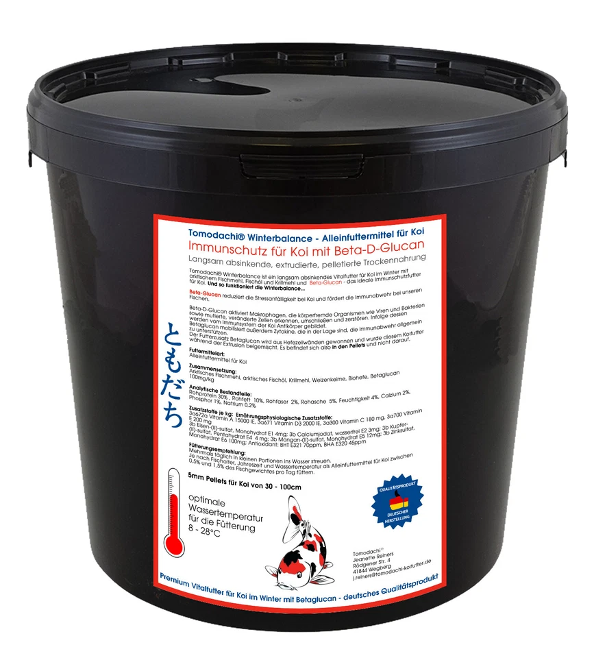 Winterfutter Koi, Betaglucan Koifutter, Sinkfutter Immunsystem Koi 5mm 5kg - Bild 2 von 4