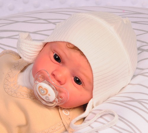Baby Mütze mit Ohrenschutz Mützchen 32 34 36 38 40 42 44 Erstlingsmütze Mützchen - Bild 7 von 8