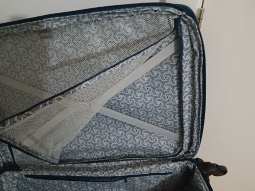 NEW Delsey 4 wheel extra large soft suitcase luggage Blue navy 78cm 122L - Picture 17 of 24