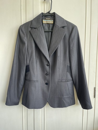 Vintage 90s ABS Allen Schwartz SPECIAL Classic Pin Stripe Blazer Jacket M NEW - Picture 4 of 15