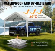 VEVOR Carport Replacement Canopy 10x20ft Car Shelter Fabric Frame Not Included