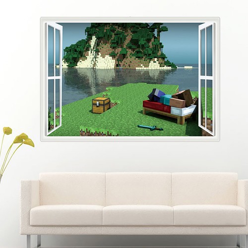 MINECRAFT Tatuaje de pared 3D Decoración Pegatina PC PlayStation xBox Móvil - Imagen 2 de 4