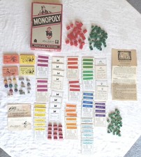 Vintage 1954 MONOPOLY Wooden Houses Hotels Tokens Properties Chance Chest