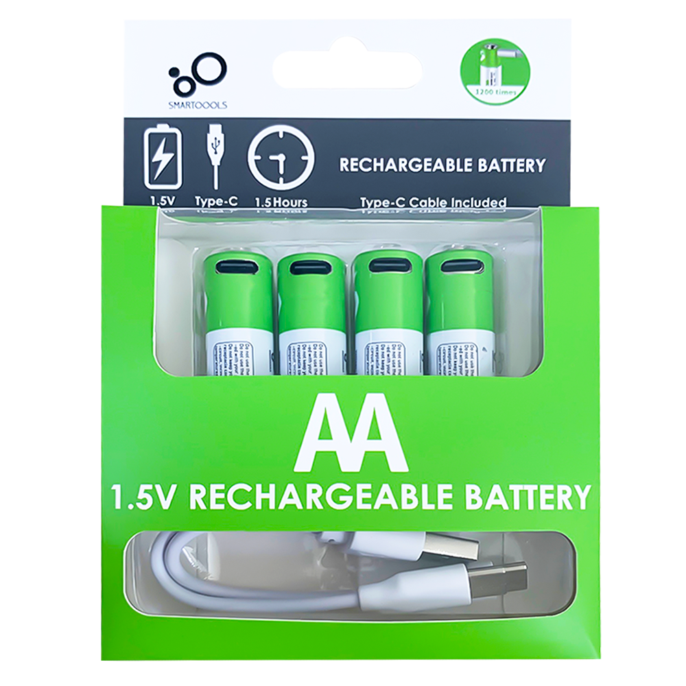 Rechargeable AA / AAA Batteries 1.5V 2600mAh Li-ion Battery w/ USB Type-C Cable-image