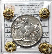 [NC] VITTORIO EMANUELE III 10 LIRE 1928 2 ROSETTE - R2 - SPL+ / qFDC (nc209b)