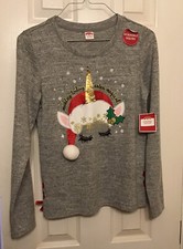 NWT HOLIDAY TIME GIRLS CHRISTMAS SWEATER LONG SLEEVE UNICORN SZ XL