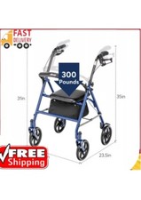 Drive Medical Four Wheel Rollator Rolling Walker Fold Up Removable Back Support